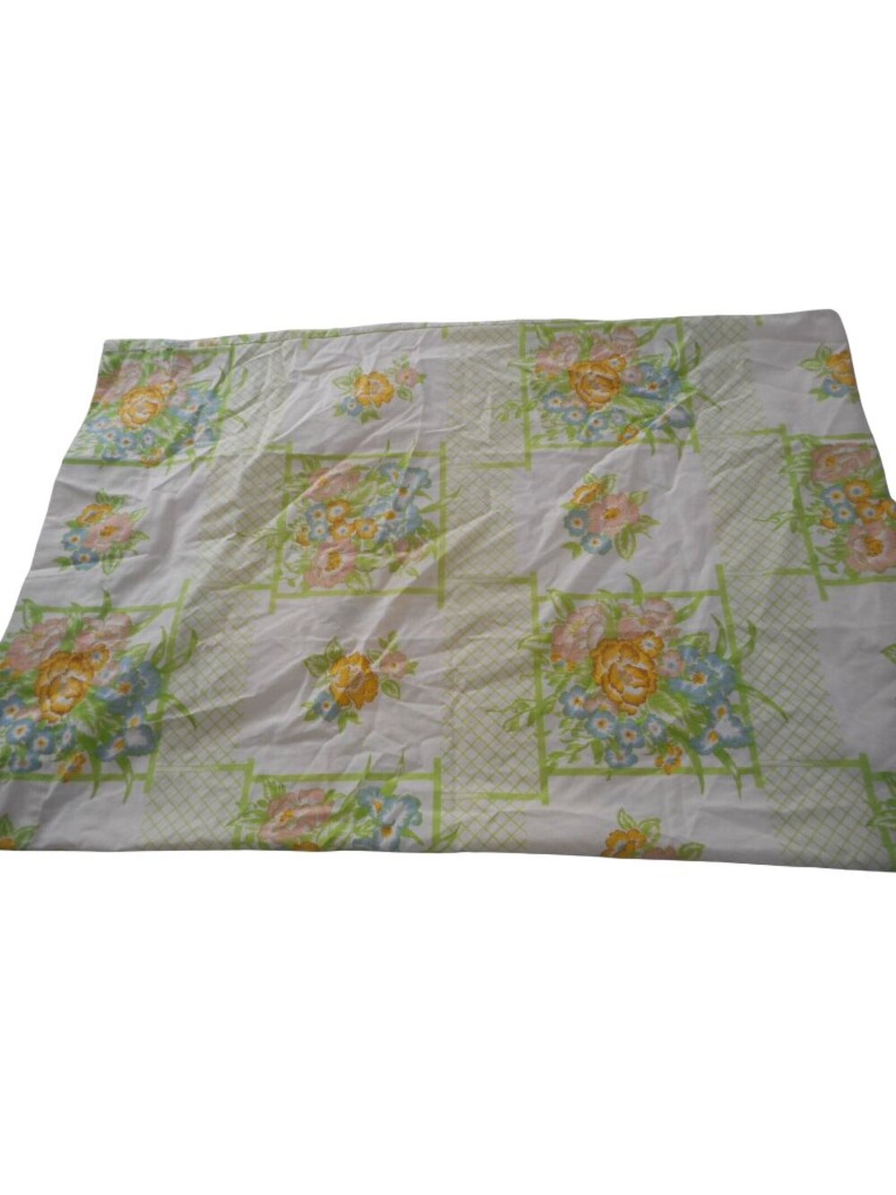 Vintage Cannon Monticello 50/50 cotton poly green Floral Standard Pillowcase
